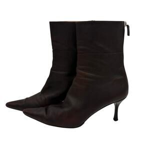 Gucci Vintage Brown Leather Pointed Toe Bootie Heels Size 10.5
